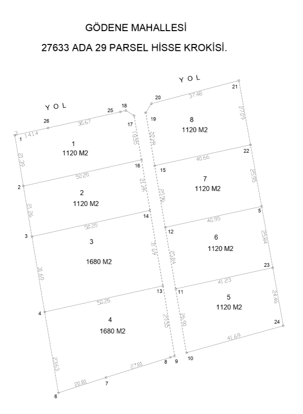 GÖDENE MAHALLESİ 1.120 m2 ARSA